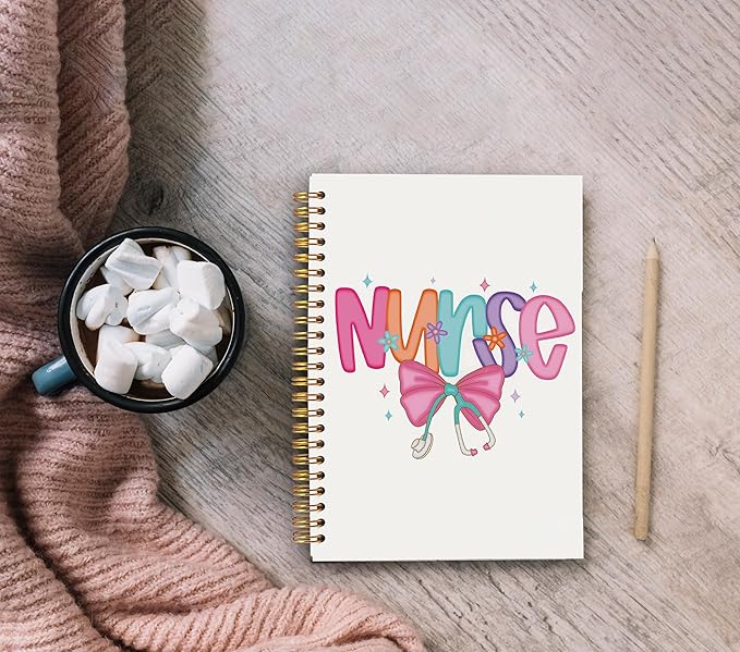 Ecezatik Coquette Stethoscope Bow Nurse Notebook Journal, Nurse Appreciation Gifts for Women, Nursing Medical Graduation Gifts, Nursing Aesthetic Spiral Notebook 5.5x8.3 Inch