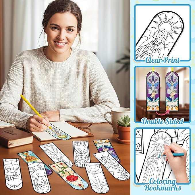 100Pcs He is Risen Color Your Own Bookmarks Double-Sided Easter DIY Coloring Blank Bookmark Religious Jesus Resurrection Classroom Art Crafts Supplies for Students Teachers Spring Party Goodie Fillers