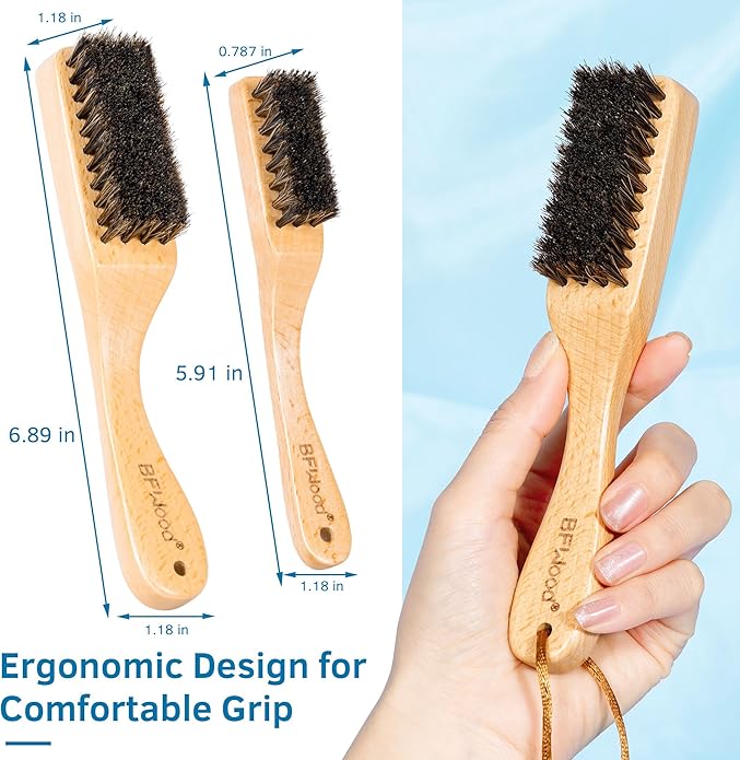 BFWood Horsehair Silver Brush - Detailing Brush Set for Silverware - Jewelry Cleaning Brushes for Sterling, Cutlery, Metal - Perfect Match for Silver Polish