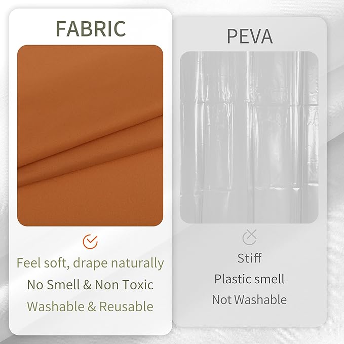 ALYVIA SPRING Extra Long Fabric Shower Curtain Liner Waterproof - 72" x 84", Soft & Lightweight XL Shower Curtain with 3 Magnets, Machine Washable - 72x84, Burnt Orange