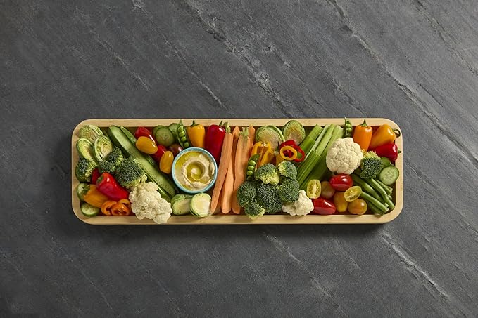 FARBERWARE Rectangular Build-a-Board Cutting Board with Single Compartment and Clear Locking Lid for Charcuterie, Snacks, and More, Bamboo