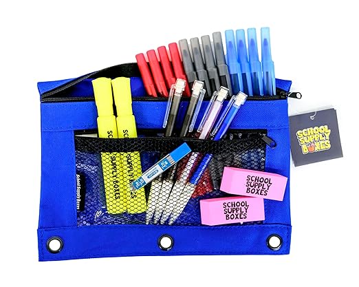 School Supply Boxes | Secondary School Case (2 Boxes) | Back to School Essentials Kit for Students & Teachers | Includes 1" Binders, College-Ruled Notebooks, College-Ruled Filler Paper, & More