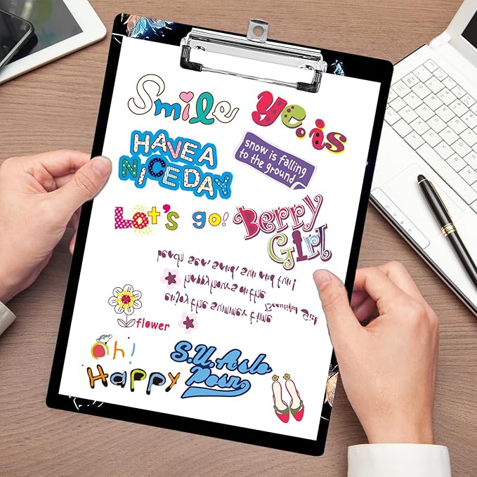 Plastic A4 Clipboards, Cute Fashion Clipboard Decorative, 12.2" x 8.7" Standard A4 Size Clipboards, Plastic Acrylic Clipboard for Teacher, Social Worker, Students,Women, Office Supplies (Butterfly)