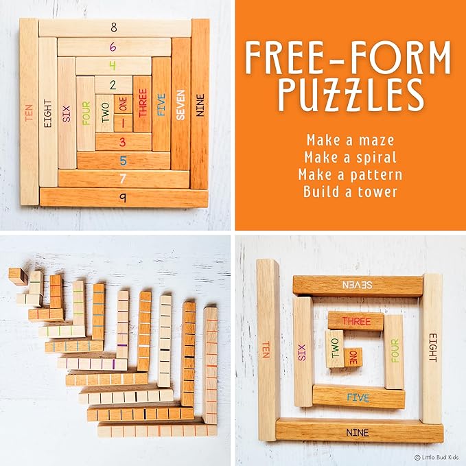 LITTLE BUD KIDS House of Number Buddies Math Game, a Number Bonds Math Toy with Counting Rods and Addition & Subtraction Flash Cards, a Montessori Material for Kids 4-8 Years Old