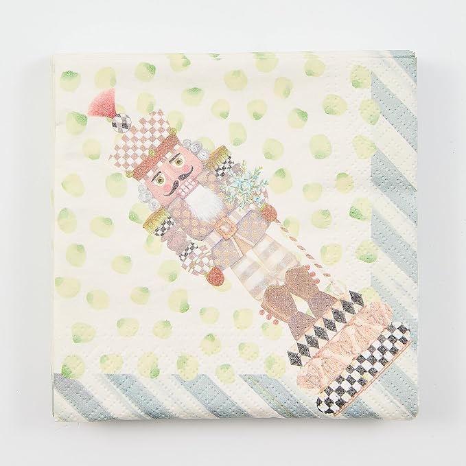 MACKENZIE-CHILDS Pack of 20 Cocktail Paper Napkins, Stylish Paper Napkins for Parties and More, Nutcracker