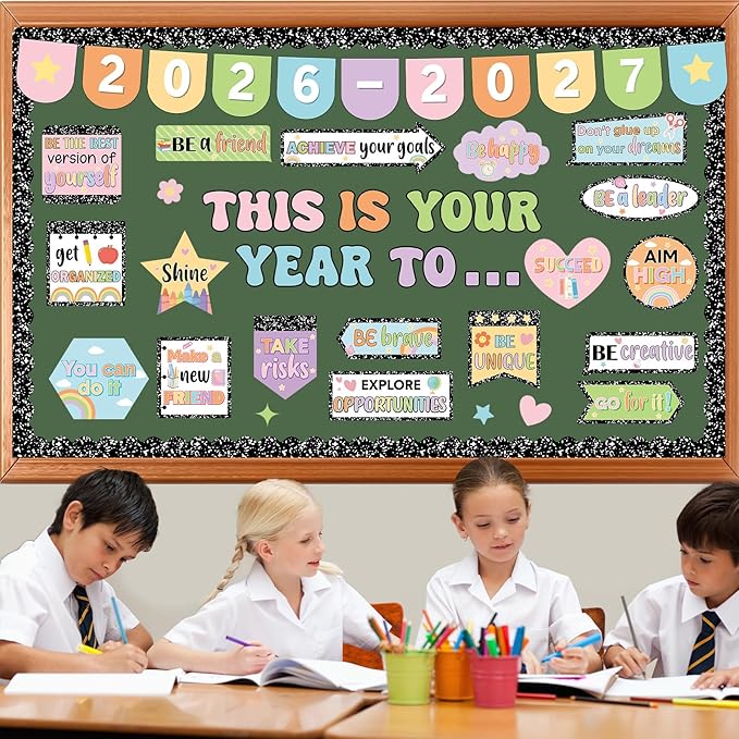 This is Your Year Bulletin Board Set Composition Notebook Classroom Decorations Welcome Back to School Paper Cutouts Positive Affirmation Bulletin Board Borders for School Wall Door Decor