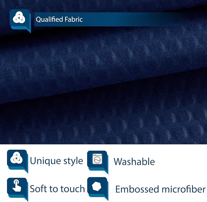 Barossa Design Soft Microfiber Fabric Shower Liner or Curtain, Hotel Quality, Machine Washable, Water Repellent, Navy Blue, 70 x 72 inches