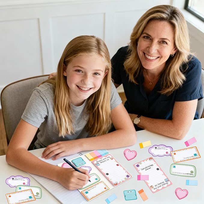 B1ykin Cute Sticky Notes Set - It’s Okay To Feel All The Feels Self-Stick Notes Pad, 550 Sheets Writing Memo Pages Sticky Notepad for Teacher Appreciation Gifts, School Office Supplies (Mental Health)