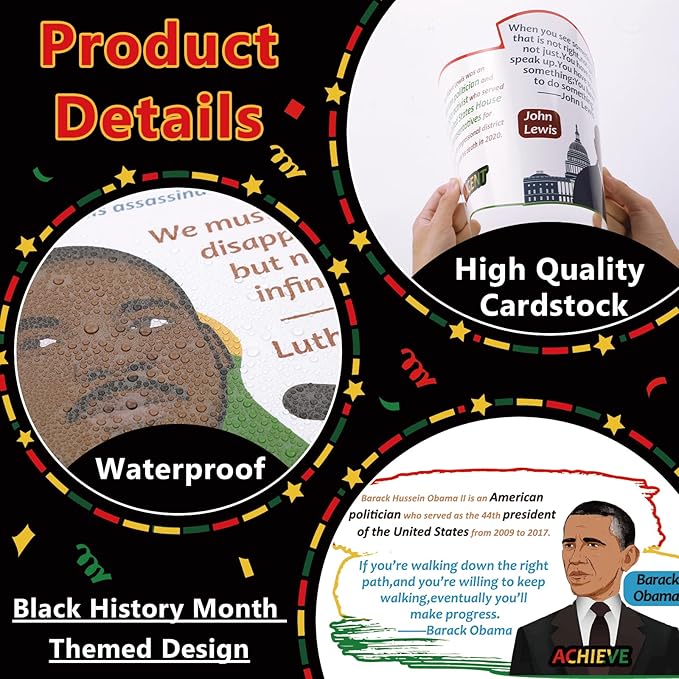 gisgfim Black History Month Bulletin Board Decoration Set African American Inspirational Borders Cutouts for Classroom School Bulletin Board Craft Home Wall(Black History Month)
