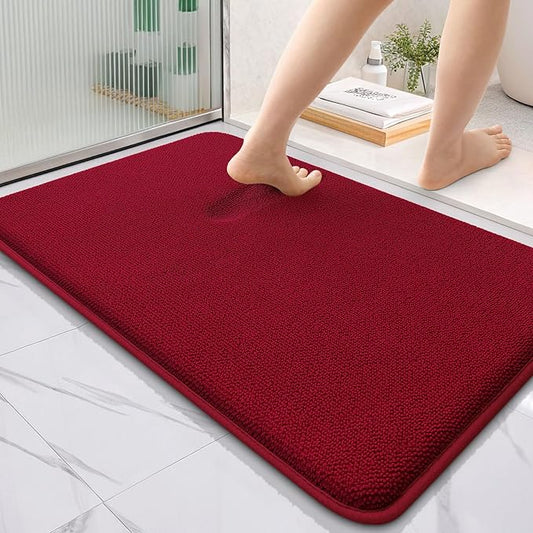 OLANLY Thick Memory Foam Bath Mats Rugs 36x24, Extra Soft Absorbent Bathroom Rug, Quick Dry Bath Mat, Non-Slip, Machine Washable Carpet for Bathroom, Tub and Shower, Home Decor Accessories, Red