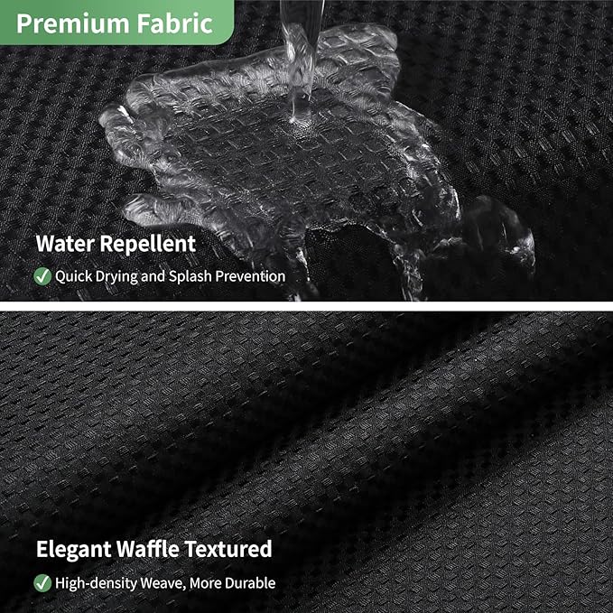 Black No Hook Shower Curtain with Snap-in Fabric Liner Set,Waffle Weave Shower Curtains for Bathroom,Hotel Luxury Decor Bathroom Curtain Set,Waterproof & Washable,71Wx74H