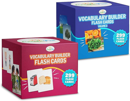 598 Vocabulary Builder Flash Cards Bundle Vol 1 & 2, Educational Photo Cards for Speech Therapy, ESL, Autism, Homeschool & Kids Includes Emotions, Go Together Opposites, Nouns, Prepositions and Verbs