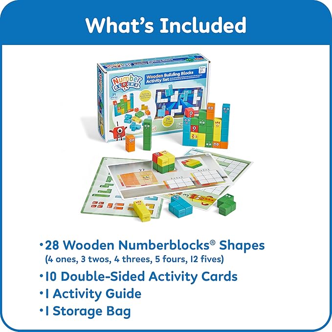 hand2mind Numberblocks Wooden Building Blocks Activity Set, Wood Stacking Toy, Counting Blocks, Numbers for Toddlers, Math Games, Preschool Learning Activities,Birthday Gift, 39 Pieces