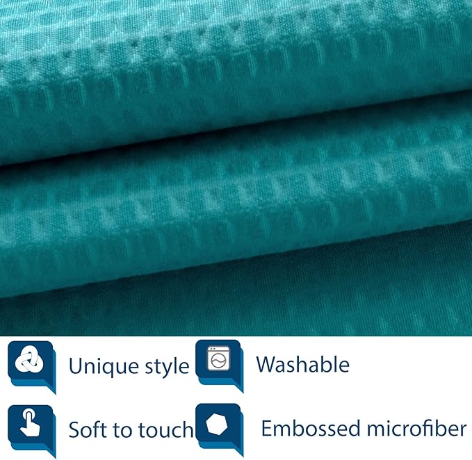 Barossa Design Soft Microfiber Fabric Shower Liner or Curtain, Hotel Quality, Machine Washable, Water Repellent, Turquoise, 70 x 72 inches