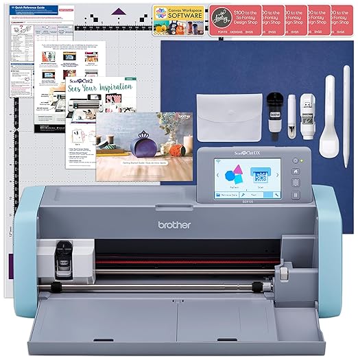 Brother ScanNCut SDX125E Deluxe Wireless Bundle with 38 Sheets 651 Vinyl, HTV, Tools, Guides, and More