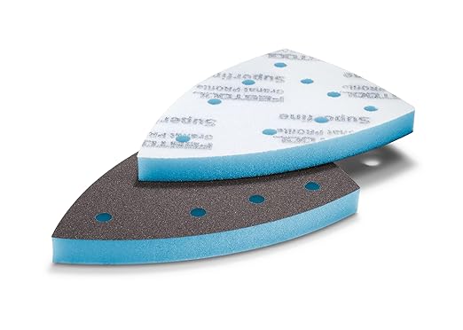 Festool 578806 Granat PRO Soft Delta Sanding Pads – 10 Pack | Flexible Foam Abrasive for Corners, Contours & Moldings | Hook & Loop, 1/2" Foam Backing, 100 mm Delta Shape