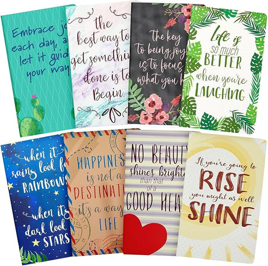 8 Pack Inspirational Notebooks with Motivational Quotes Bulk, 5x8 Lined Journals for Women, Students, Appreciation Gifts, Friends, Teachers