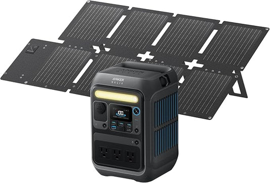 Anker SOLIX C200X Portable Power Station with 60W Solar Panel, 230.4Wh LiFePO4 Battery, 300W (600W Surge) Solar Generator, 140W Two-Way Fast Charging, For Outdoor Camping, Traveling, and Emergencies