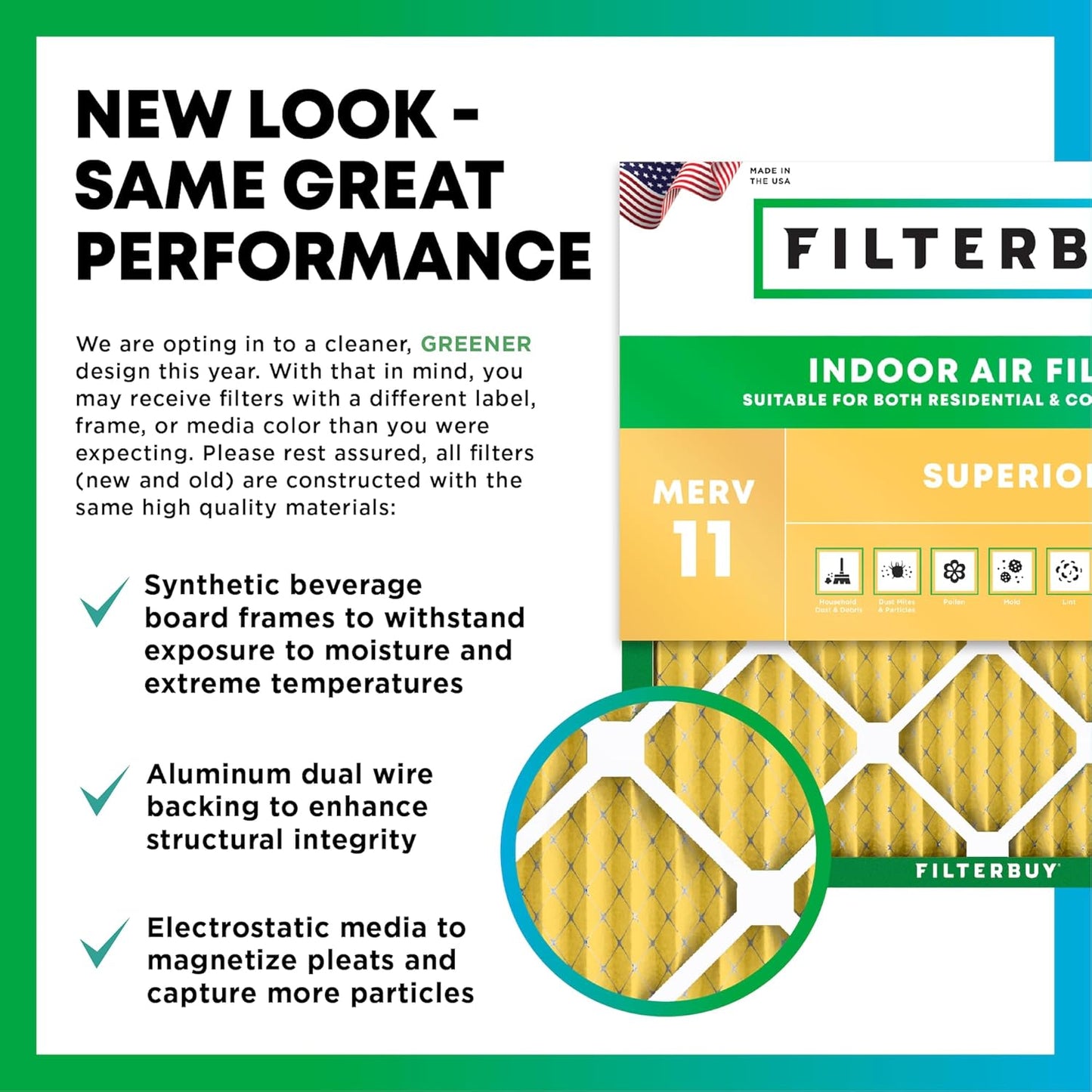 Filterbuy 10x10x1 Air Filter MERV 11 (MPR 1200) Allergen Defense Replacement (4-Pack), Electrostatic Pleated HVAC AC Furnace Filters, Made in USA (Actual Size: 9.50 x 9.50 x 0.75)