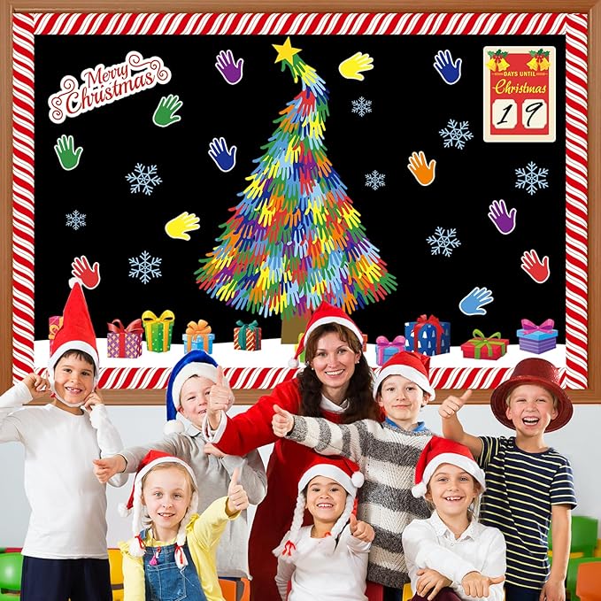 gisgfim Christmas Bulletin Board Decoration Set Merry Christmas Tree Paper Cutouts Xmas Classroom Count Down Bulletin Board Decor for Xmas Winter Holiday School Door Party Home Wall(Count Down)