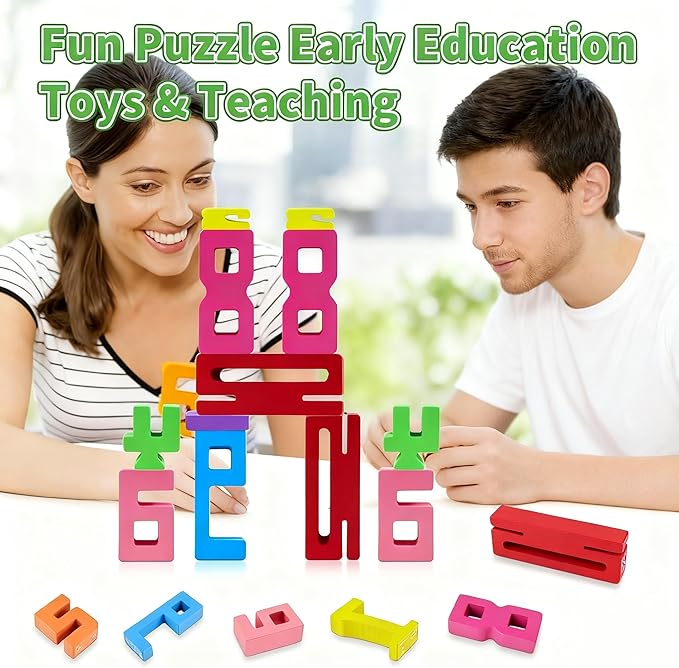 Wooden Number Building Blocks, 20Pcs Digital Building Blocks from 1 to 10, Easter, Party Favors, Stocking Stuffers, Classroom Must Haves, Back to School Supplies, School Supplies
