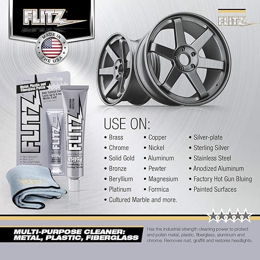 Flitz Multi-Purpose Metal Polish Paste - 1.76oz Tube of USA-Made Chrome Polish - Works on Stainless Steel, Aluminum, Plastic, Jewelry and Cars - Non-Abrasive Cleaner & Rust Remover (80 Pack)