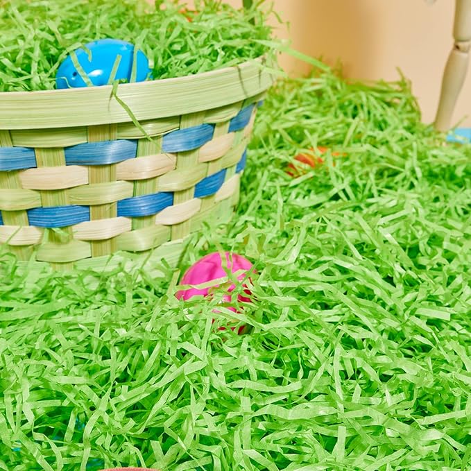 JOYIN 2.25 LB Multicolor Rainbow Easter Grass Recyclable Paper Shred Gift Wrap Crinkle Filler(Pink, Yellow, Sky Blue, and Green) for Easter Hunt Decor, Basket Stuffers, Wedding Party Favor(36 oz)