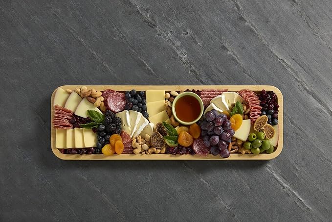 FARBERWARE Rectangular Build-a-Board Cutting Board with Single Compartment and Clear Locking Lid for Charcuterie, Snacks, and More, Bamboo