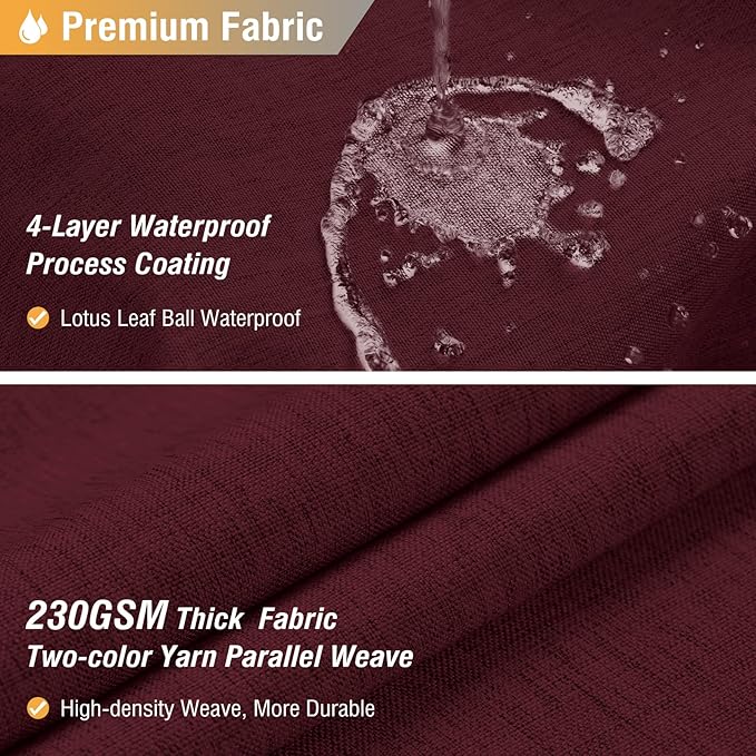 BTTN Fabric Shower Curtain, Linen Textured Heavy Duty Polyester Cloth Shower Curtain Set with Plastic Hooks, Burgundy, 72" W x 84" L (Pack of 1)
