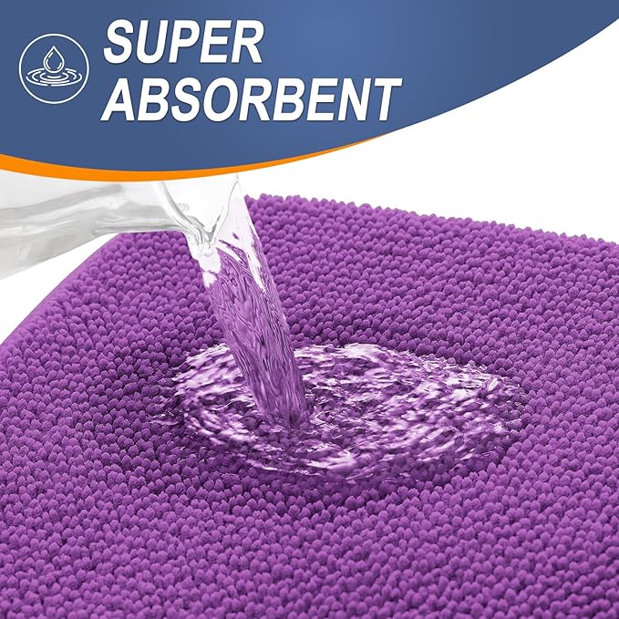 OLANLY Thick Memory Foam Bath Mat Rug 30x20, Extra Soft Absorbent Bathroom Rug, Quick Dry Bath Mats, Non-Slip, Machine Washable Carpet for Bathroom, Tub and Shower, Home Decor Accessories, Purple