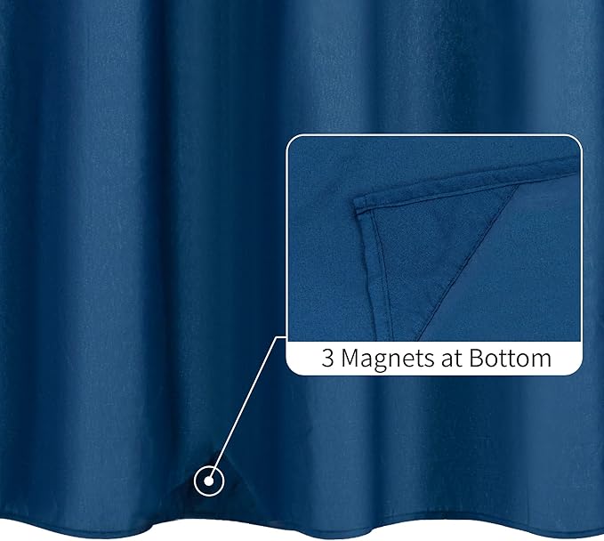 ALYVIA SPRING Long Fabric Shower Curtain Liner Waterproof - 72" x 78", Soft & Lightweight Long Shower Curtain with 3 Magnets, Machine Washable - 72x78, Navy