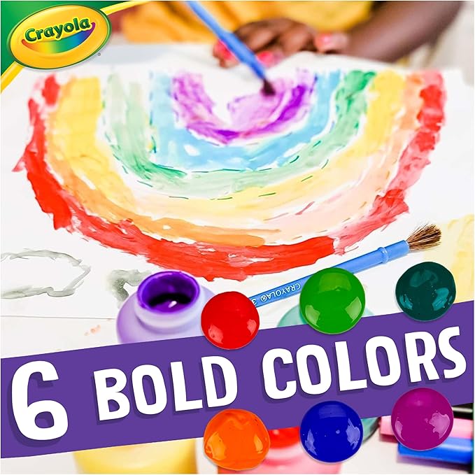 Crayola Washable Kids Paint (6ct), Assorted Bulk Paint Set for Kids, Essential Easter Basket Stuffer for Kids, Spring Craft & Art Supplies, Gift for Toddlers, Ages 3+