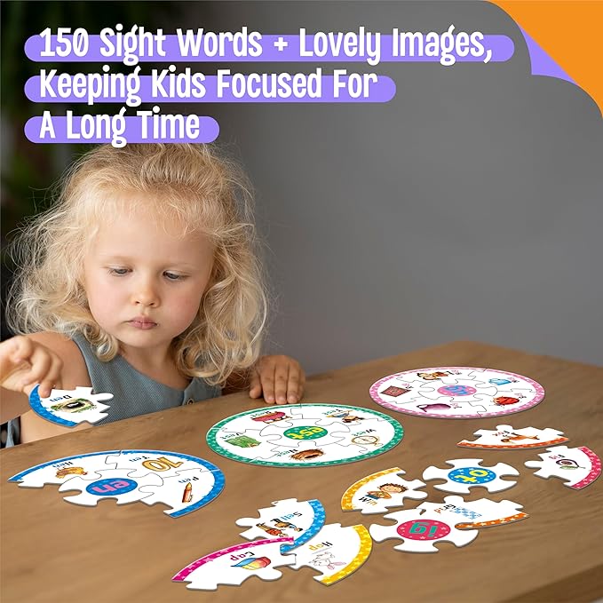 Phonics Puzzles, Short Vowel Sound Blends-30 Phonics & 150 Sight Words, Phonetic Rhyming Game Learn to Read Spell First Word Early Educational Tool for Toddlers, Preschool, Kindergarten, Homeschooling