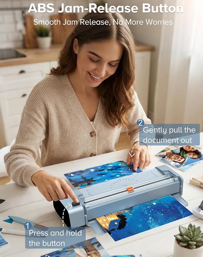 13 Inch Laminator Machine with 20 Laminating Sheets, 11x17 Hot & Cold laminator for Teachers 10 in 1 with Auto Paper Feed, Never Jam Technology Personal Laminator for Home Office School