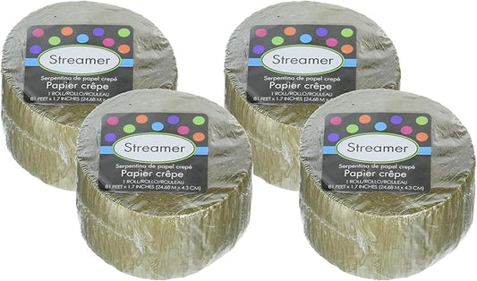 Gold Shrink Wrapped Crepe Paper Roll - 81' (1 Count) - Great for Stunning DIY Crafts, Party Decor, and More (Pack of 4)