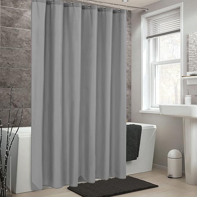ALYVIA SPRING Long Fabric Shower Curtain Liner Waterproof - 72" x 78", Soft & Lightweight Long Shower Curtain with 3 Magnets, Machine Washable - 72x78, Grey
