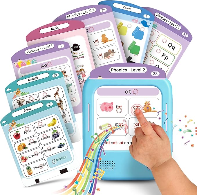QuTZ Talking Flash Cards, Phonics Flash Cards, Learn to Read with 166 Pages, 29+ Themes, 800+ Words & Fun Facts, 700+ Interactive Games, Toddler Learning Toys for 2-6 Year Old
