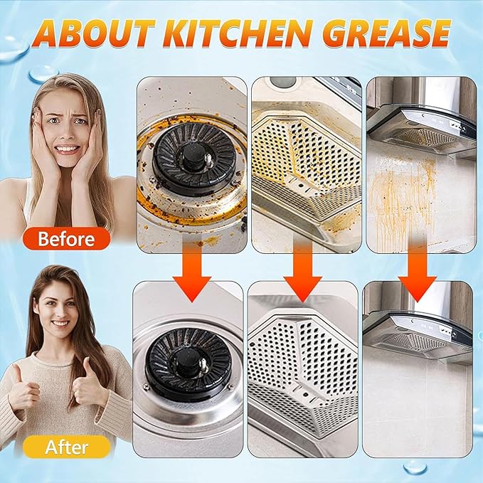 Fiell Heavy-Duty Kitchen Degreaser Foam Cleaner,Clean Kitchen up Oil Stains Spray,Multi Functiona Foam Cleaner Spray,Degreaser Cleaner Heavy Duty (3PC)