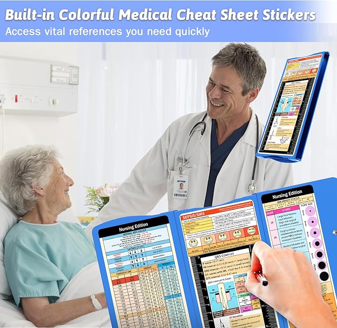 Nursing Clipboard Foldable Clipboard Medical: Edition Cheat Sheets Aluminum 3 Layers Foldable Clipboards Nursing Pocket Size Profile Clip Nurse Clipboards Notepad for Nurses Students and Doctors