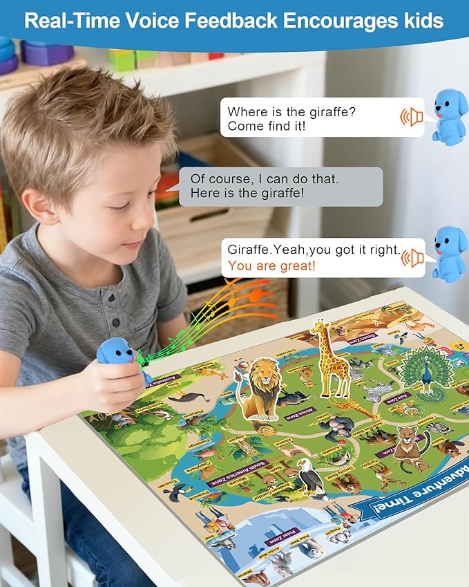 Talking Pen & 20 Laminated Toddler Learning Posters Set - Colorful Educational Charts for Preschool &Kindergarten , Classroom Wall Decor, Home-school Essentials & Speech Therapy Toys for Kids ages 1-5