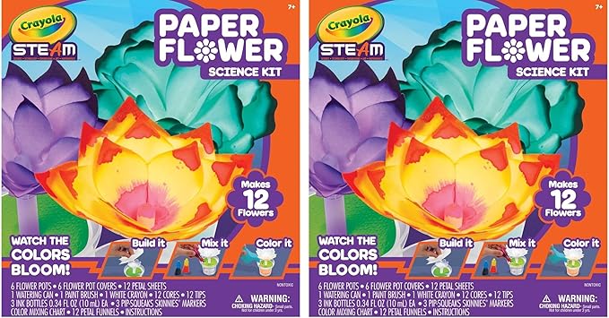 Crayola Paper Flower Science Kit, Color Changing Flowers, Gift for Kids Ages 7, 8, 9, 10 (Pack of 2)