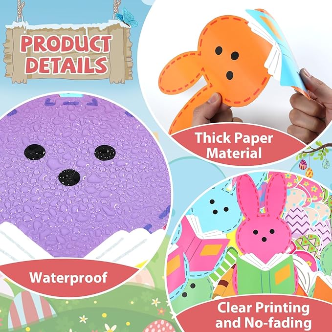 gisgfim Easter Reading Bulletin Board Decoration Set Spring Easter Bunny Egg Borders Cutouts Decor for Reading with My Peeps Bulletin Board Craft Spring Classroom School Library Home Wall(Bunny)