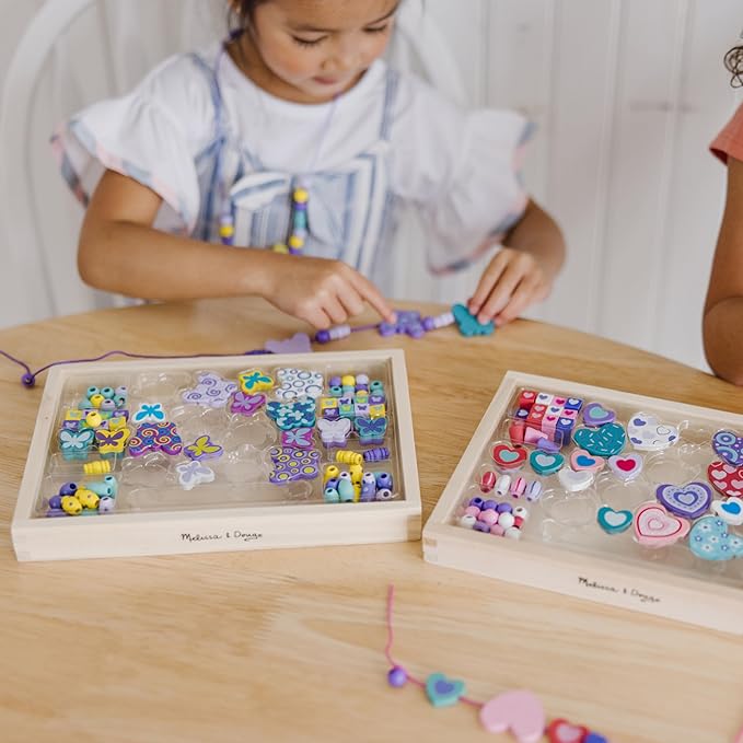 Melissa & Doug Sweet Hearts and Butterfly Friends Bead Set of 2-250+ Wooden Beads