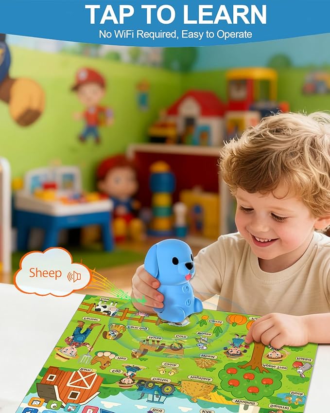Talking Pen & 20 Laminated Toddler Learning Posters Set - Colorful Educational Charts for Preschool &Kindergarten , Classroom Wall Decor, Home-school Essentials & Speech Therapy Toys for Kids ages 1-5