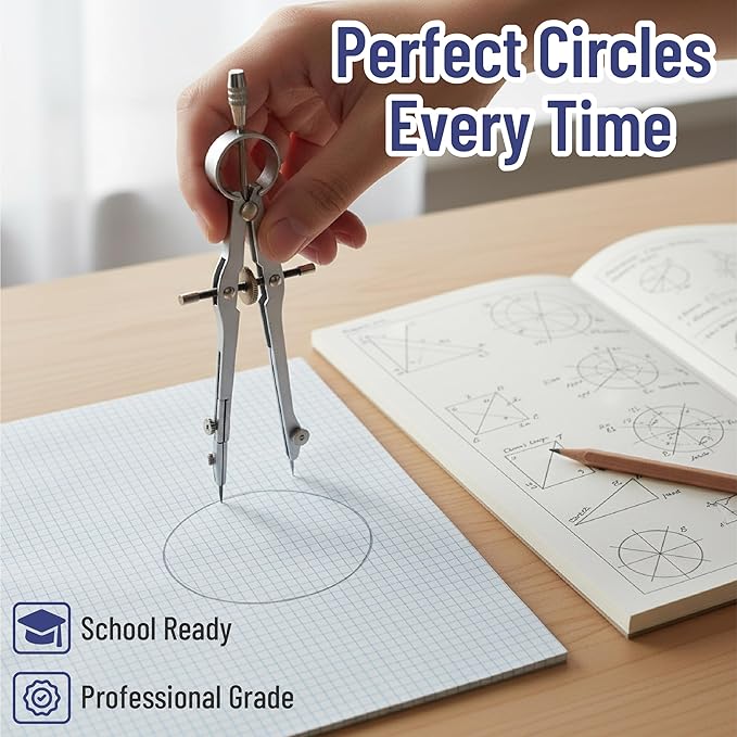 Mr. Pen- Geometry Set, 15 pcs, Blue, 6 Inch Swing Arm Protractor, Divider, Set Squares, Ruler, Compasses and Protractor