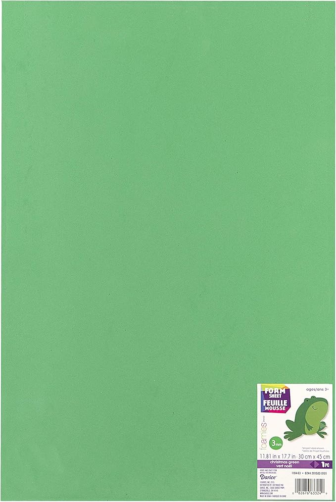 Foamies 12 Inch x18 Inch 3mm Foam Sheet-Green