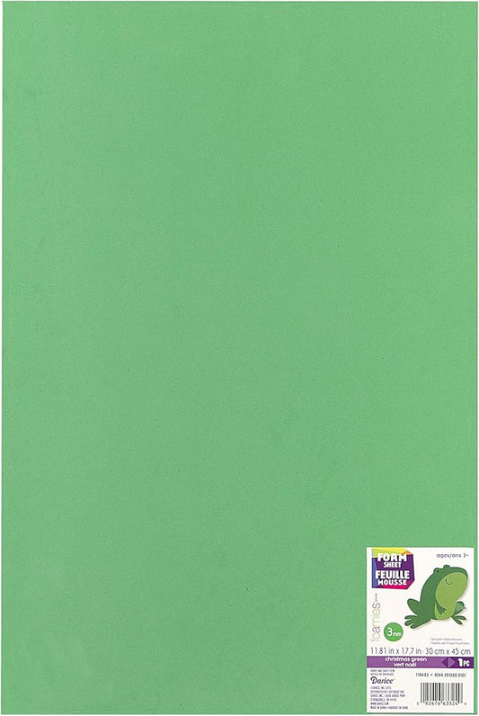 Foamies 12 Inch x18 Inch 3mm Foam Sheet-Green