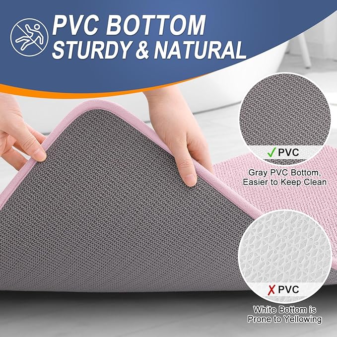 OLANLY Thick Memory Foam Bath Mat Rug 36x24, Extra Soft Absorbent Bathroom Rug, Quick Dry Bath Mats, Non-Slip, Machine Washable Carpet for Bathroom, Tub and Shower, Home Decor Accessories, Dusty Rose