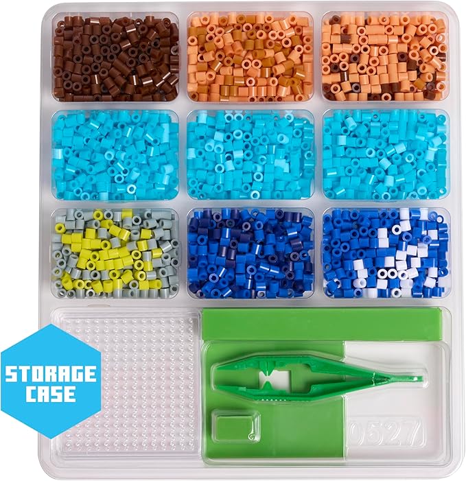 Minecraft Pixel Creations Bead Kit 2500 Beads with Pegboards & Templates Build Characters & Tools from, Encourages Hands-on STEM-Based Play Craft Set for Kids Ages 6+