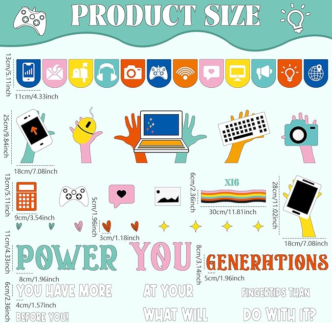 Computer Science Bulletin Board Set Inspirational Technology Digital Classroom Decoration Mental Health Growth Mindset Paper Cutouts Computer Lab Bulletin Board for School Office Home Wall Door Decor